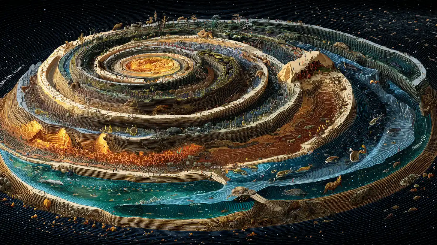 Colorful spiral diagram of geologic time on planet earth
