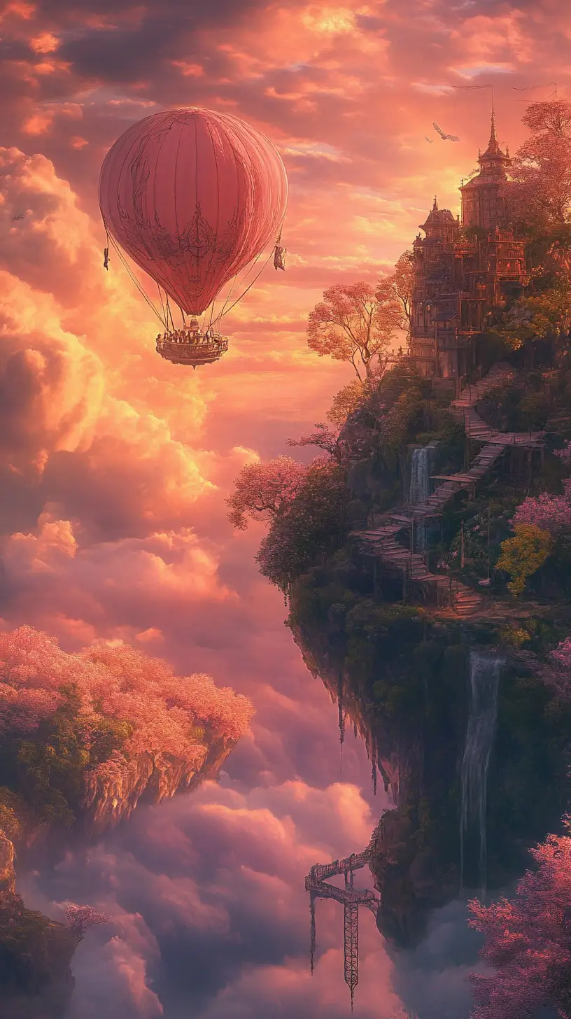 Dreamlike golden sky above tranquil clouds