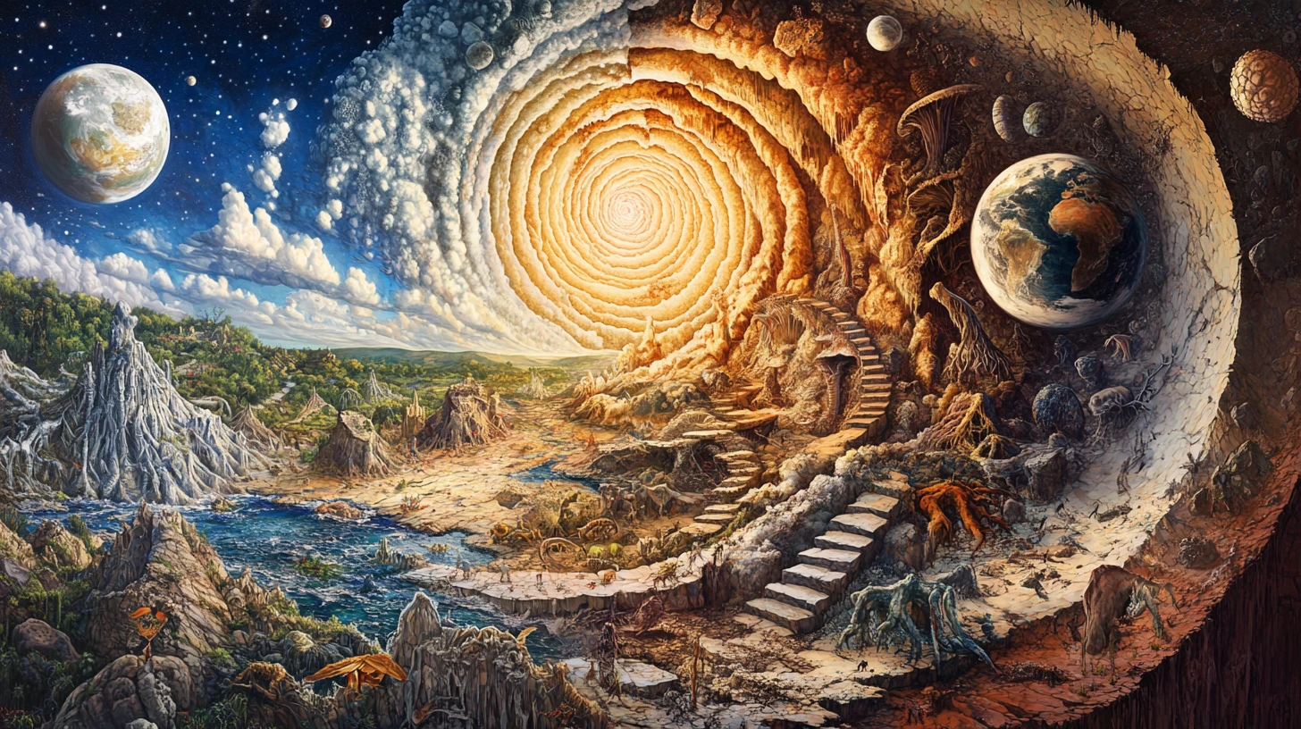 Spiral illustration of geologic time on ancient Earth