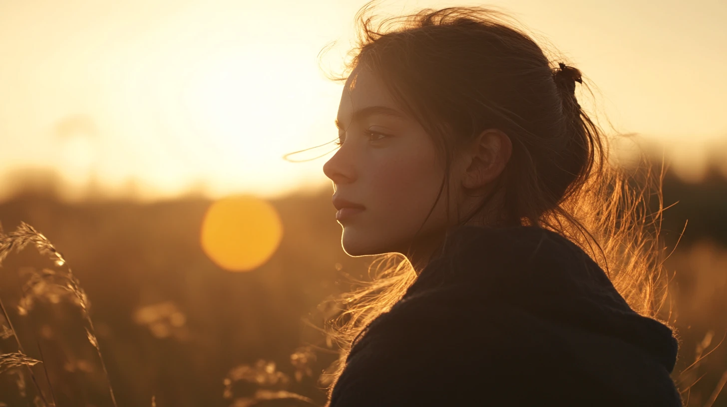 Young woman and father crossing a desolate dying landscape