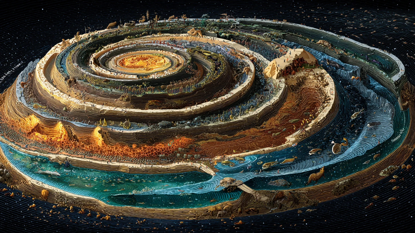 Colorful spiral diagram of geologic time on planet earth