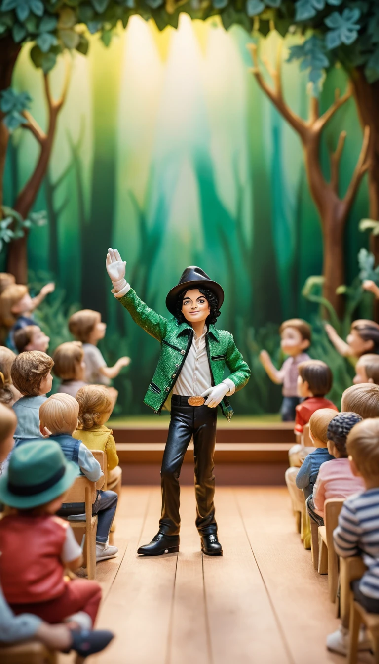 Joyful children dancing in a cartoon concert hall