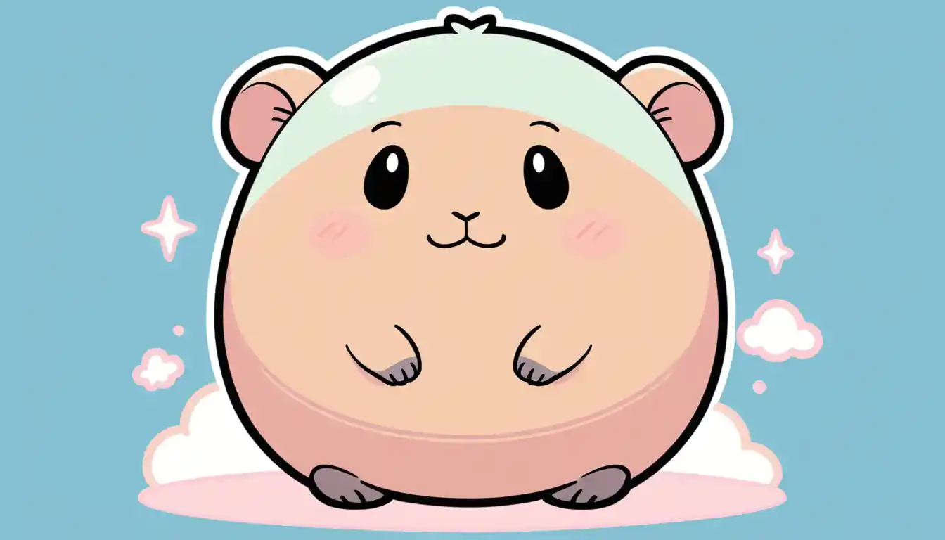 Dolce personaggio capibara seduto tranquillo tra nuvole pastello