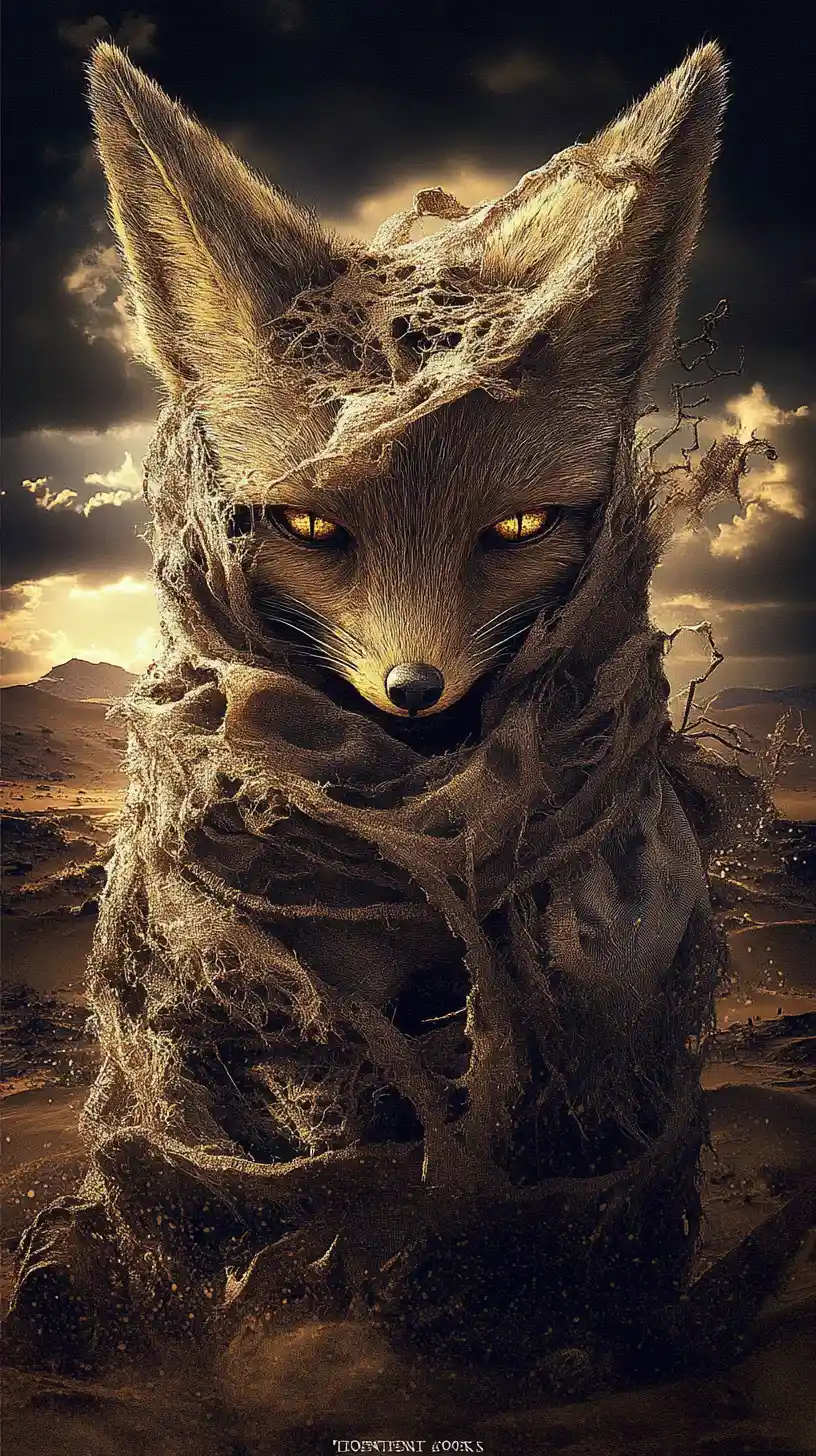 Small desert creature wrapped in weathered fabric