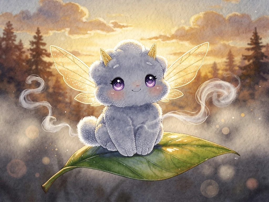 夕陽下停歇在葉片上的奇幻點描生物