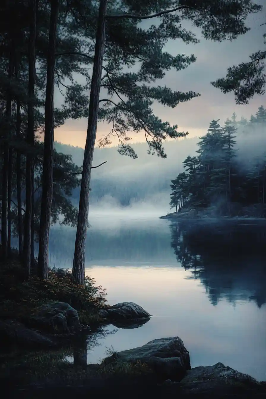 Calm stillness like morning mist over a quiet lake