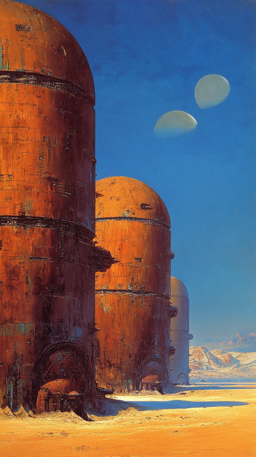 Colossal Alien Monoliths Rising From Rust Red Desert Plains