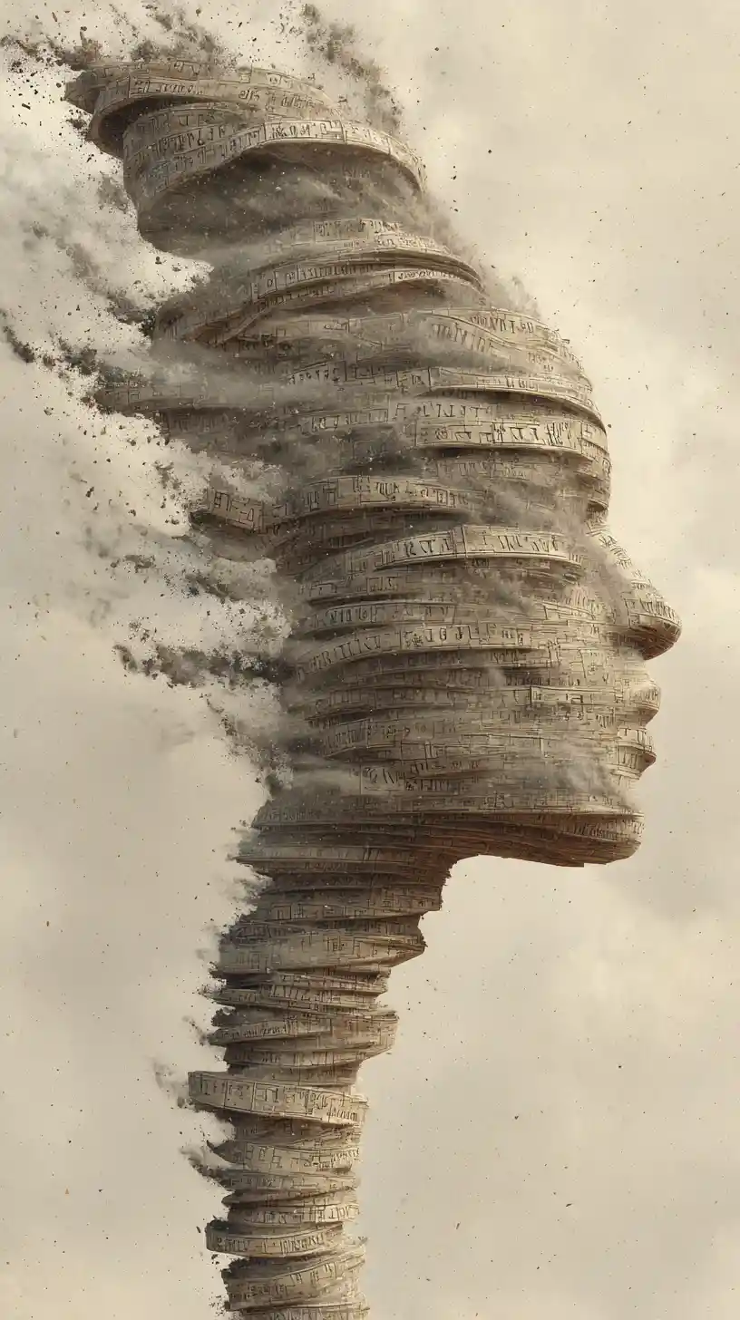 Surreal Tornado Human Head Dissolving Into Wind And Dust