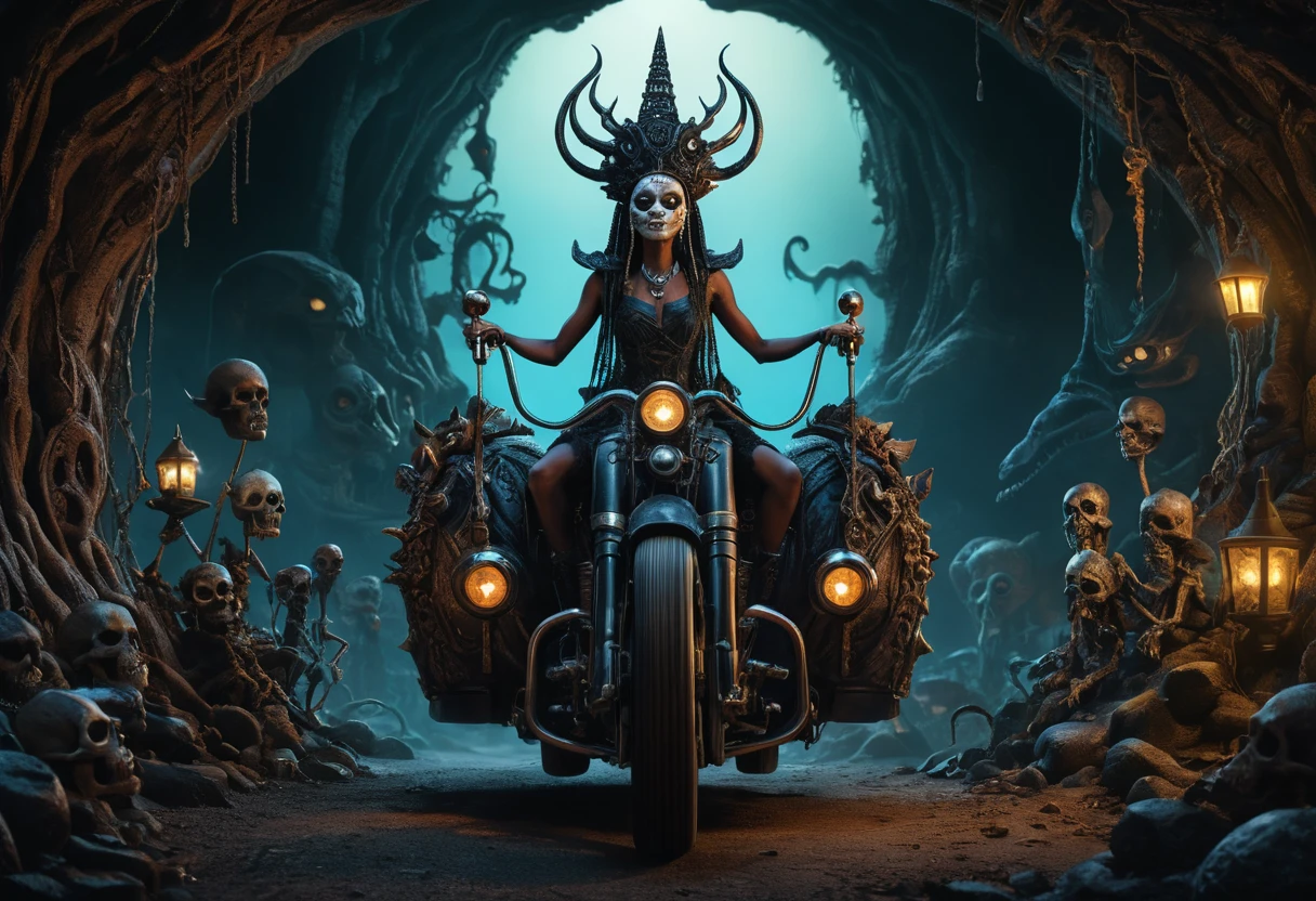 Whimsical voodoo themed Black Oracle fantasy amusement ride