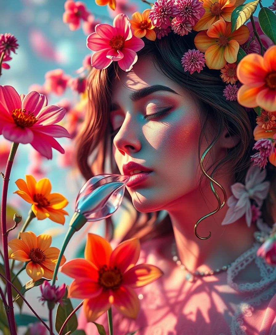 Surreal fantasy landscape in vibrant colors of nature