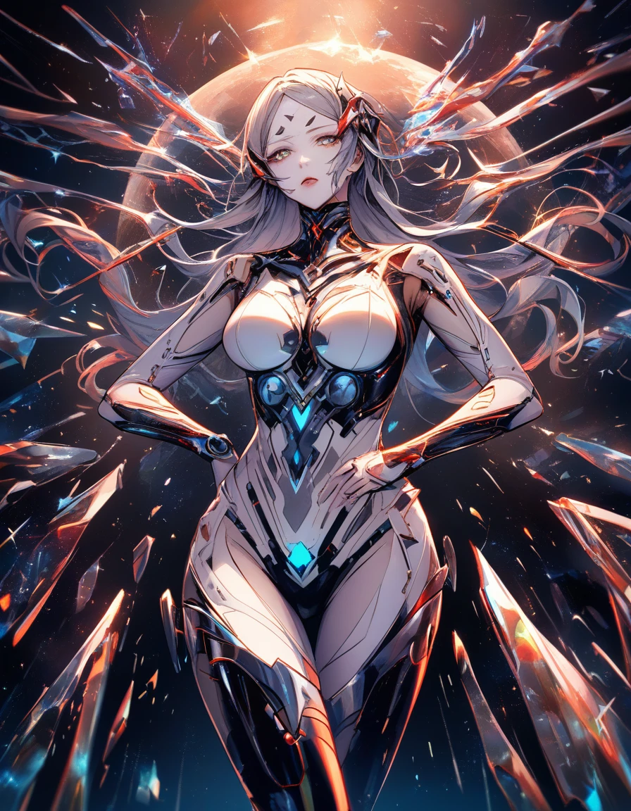 Cyber gothic sorceress at the edge of a quantum abyss