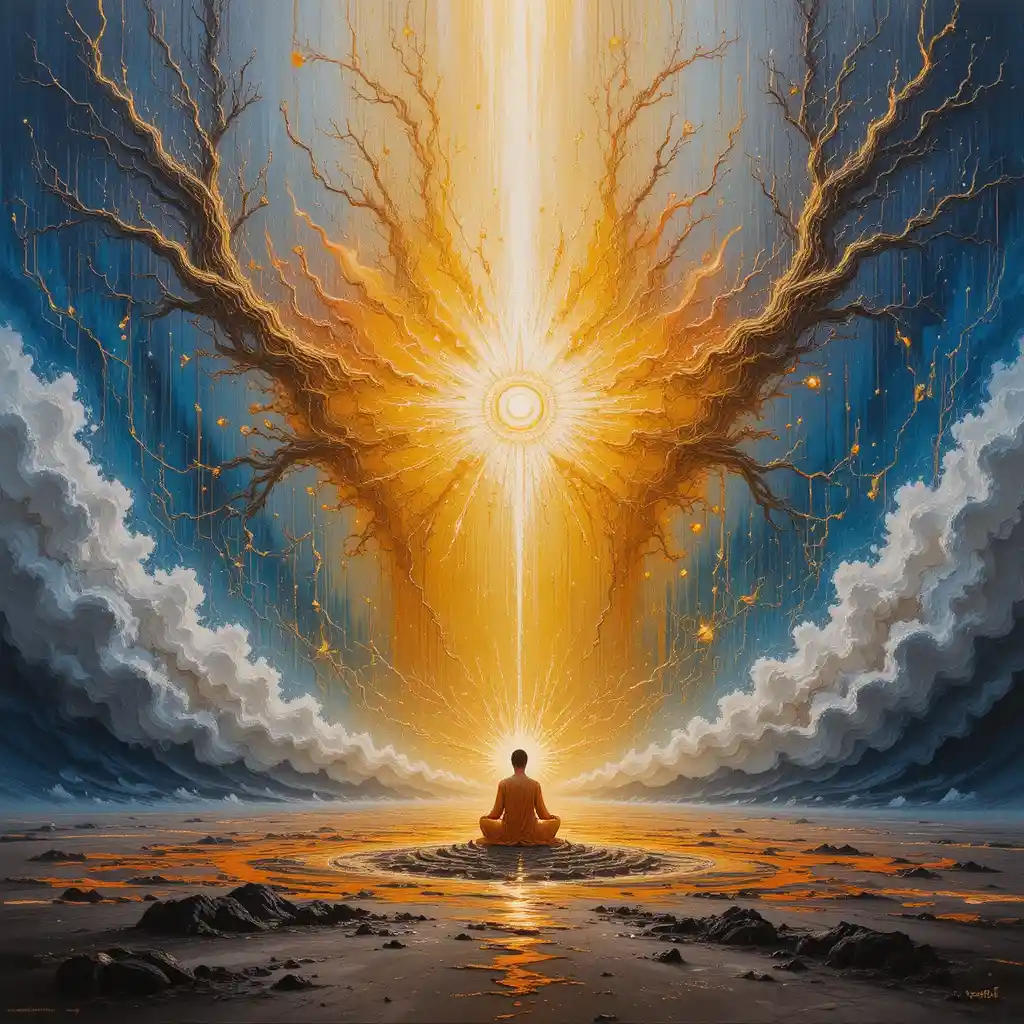 Abstract healing field with diffuse spiritual presences