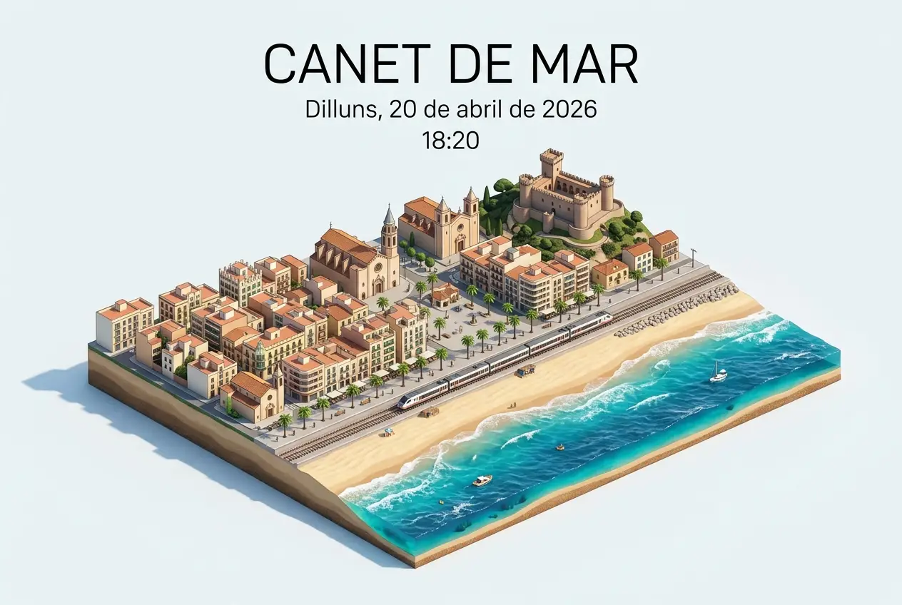 Isometric 3D view of Canet de Mar coastal town