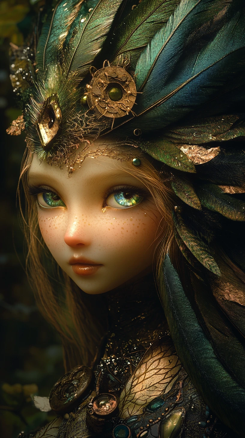 Surreal fairy woman rising from a mystical forest