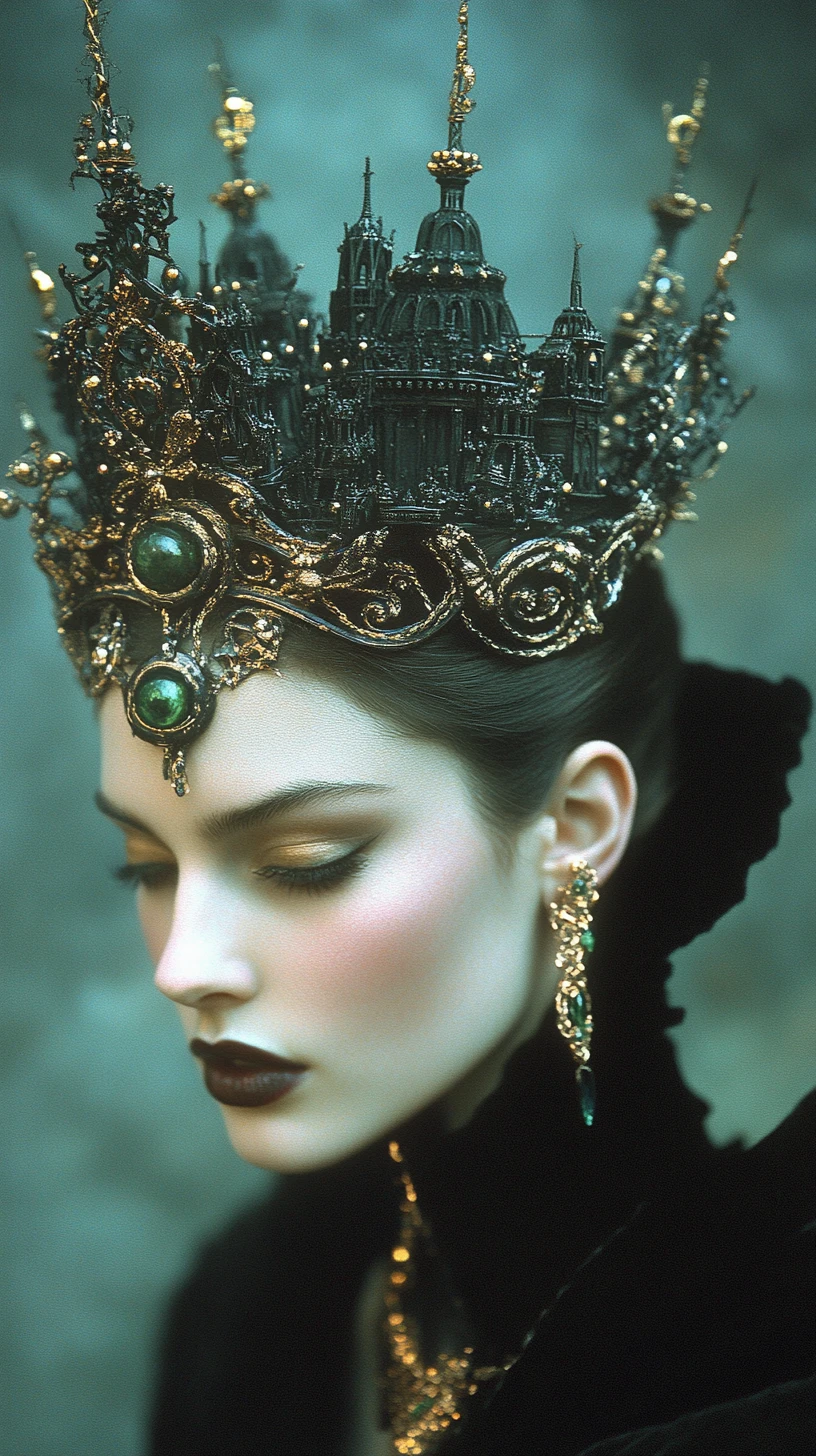 Dark fantasy queen with living crystal crown