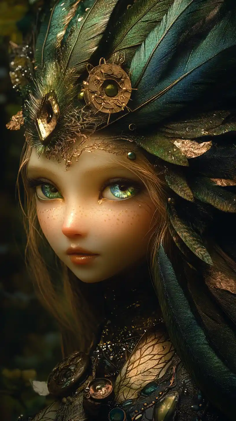 Surreal fairy woman rising from a mystical forest