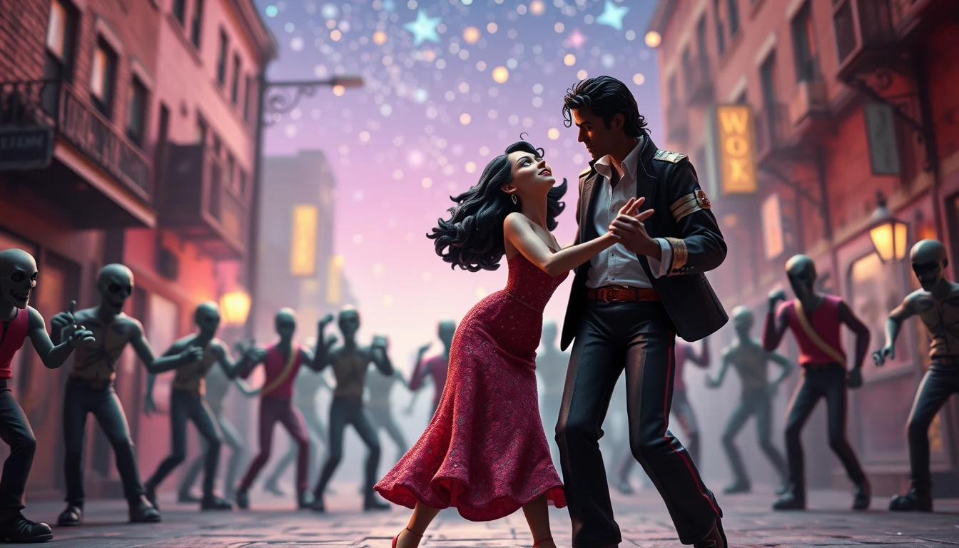 Clay dance scene under a magical starry night sky