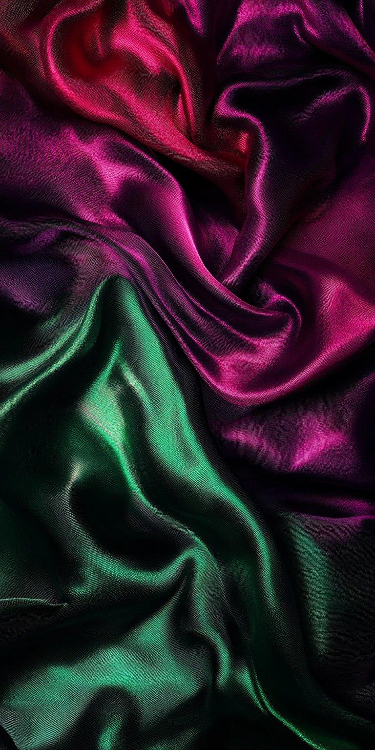 Abstract silky shadows in crimson green and purple tones