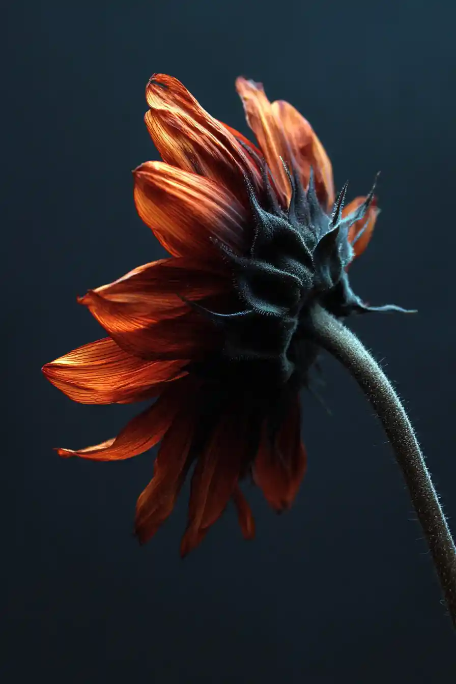 Fragile heart fading into darkness and rising fire