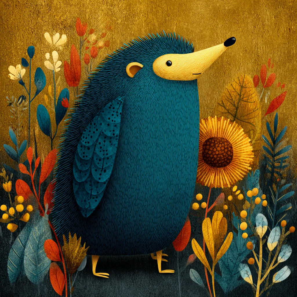 Adorable personaje de erizo en un bosque primaveral vibrante