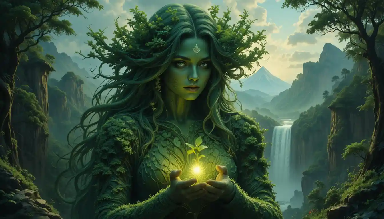 Ancient green matriarch formed of forests and mountains