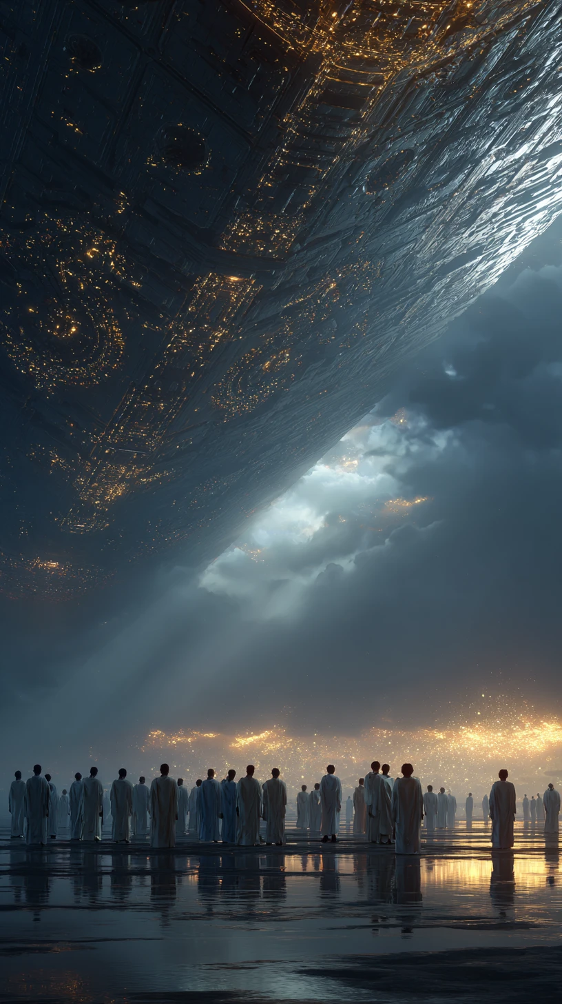 Ancient humans witness towering alien visitors on Earth