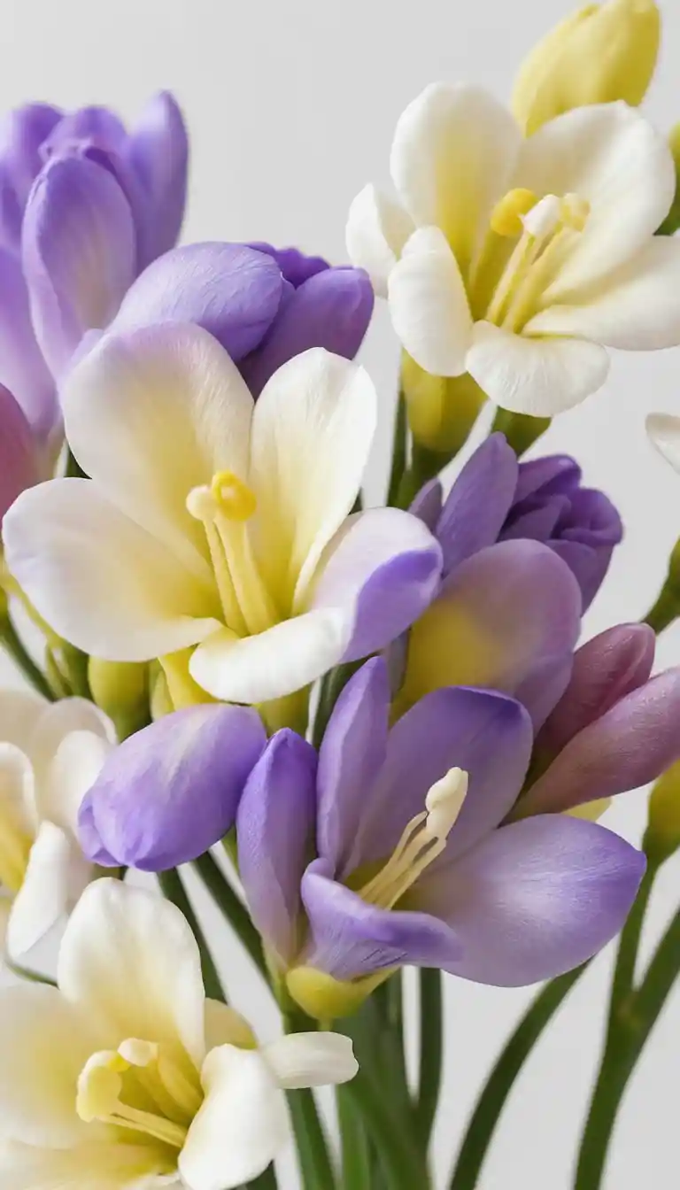 Delicati fiori di fresia in una morbida animazione ad acquerello digitale