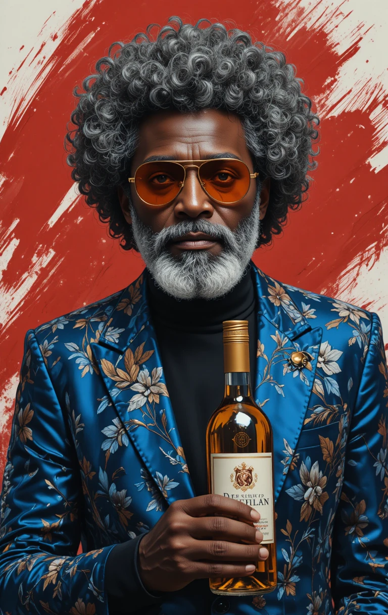 Stylish older man with gold shades and floral jacket