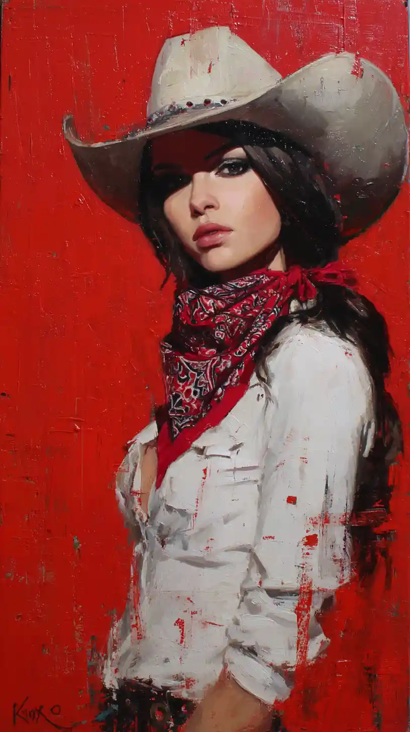 Latina woman in sombrero with intense hypnotic gaze portrait