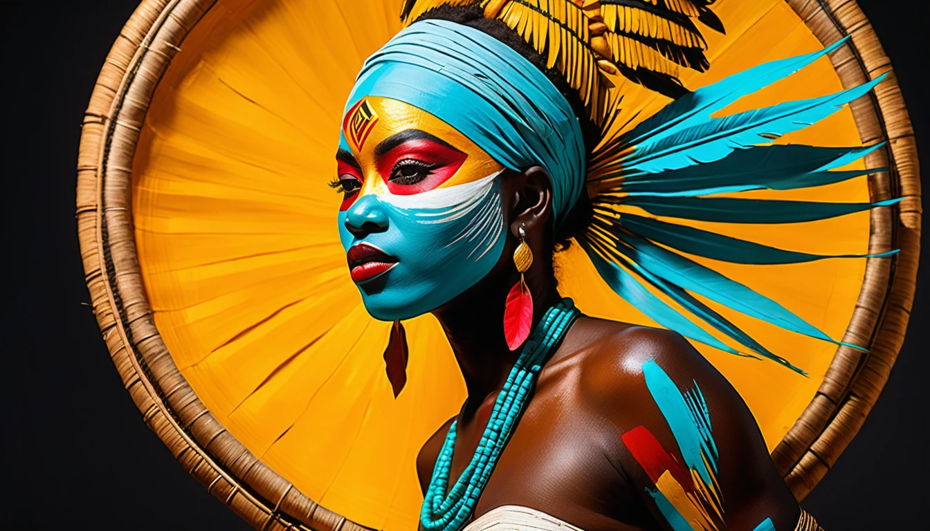 Abstract painting of a Garifuna dancer in vibrant motion