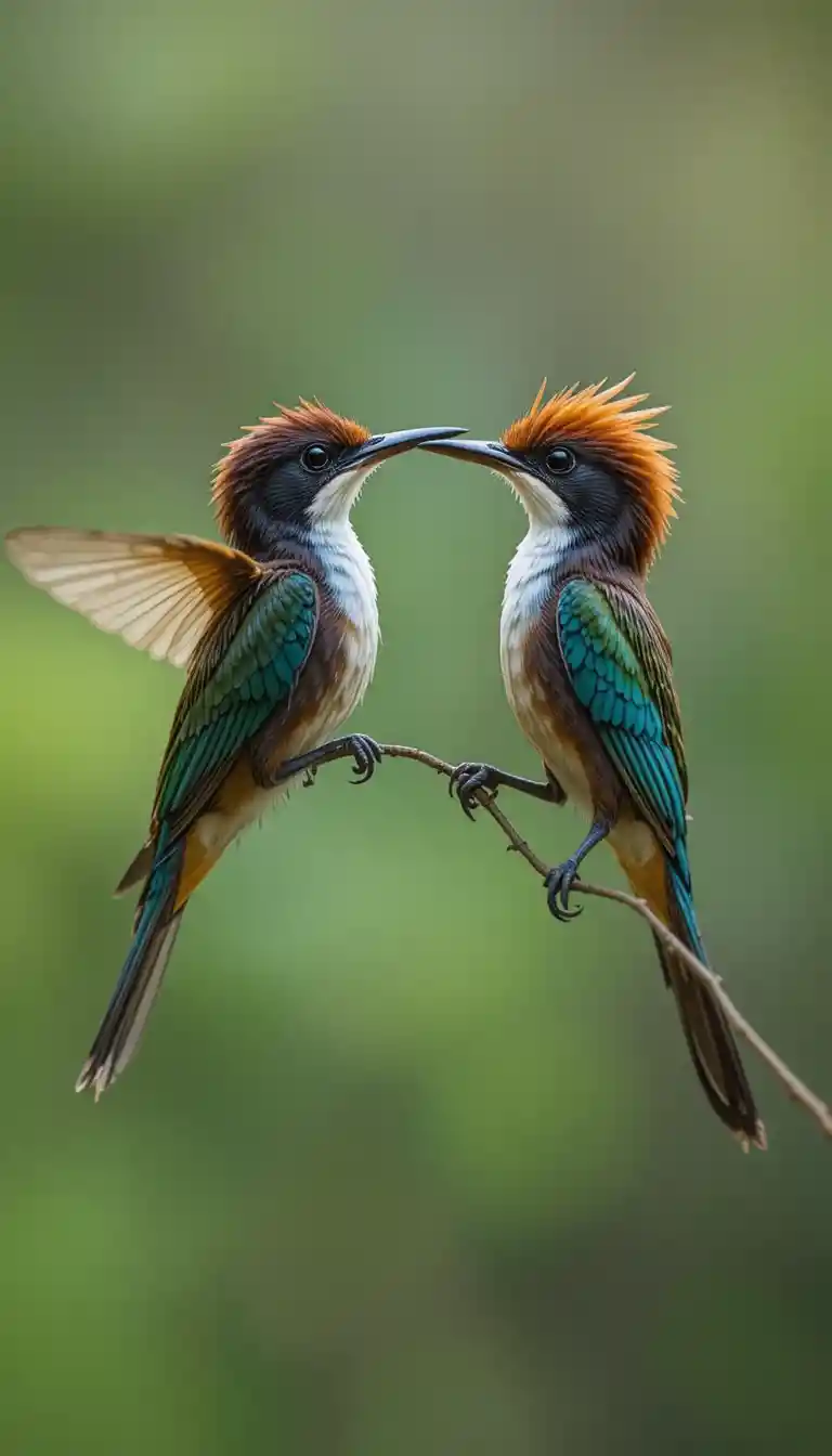 Male paradise flycatcher performing an aerial mating dance