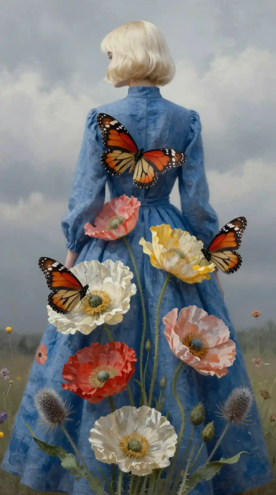 Retrato de moda surreal de una mujer con bob escultórico