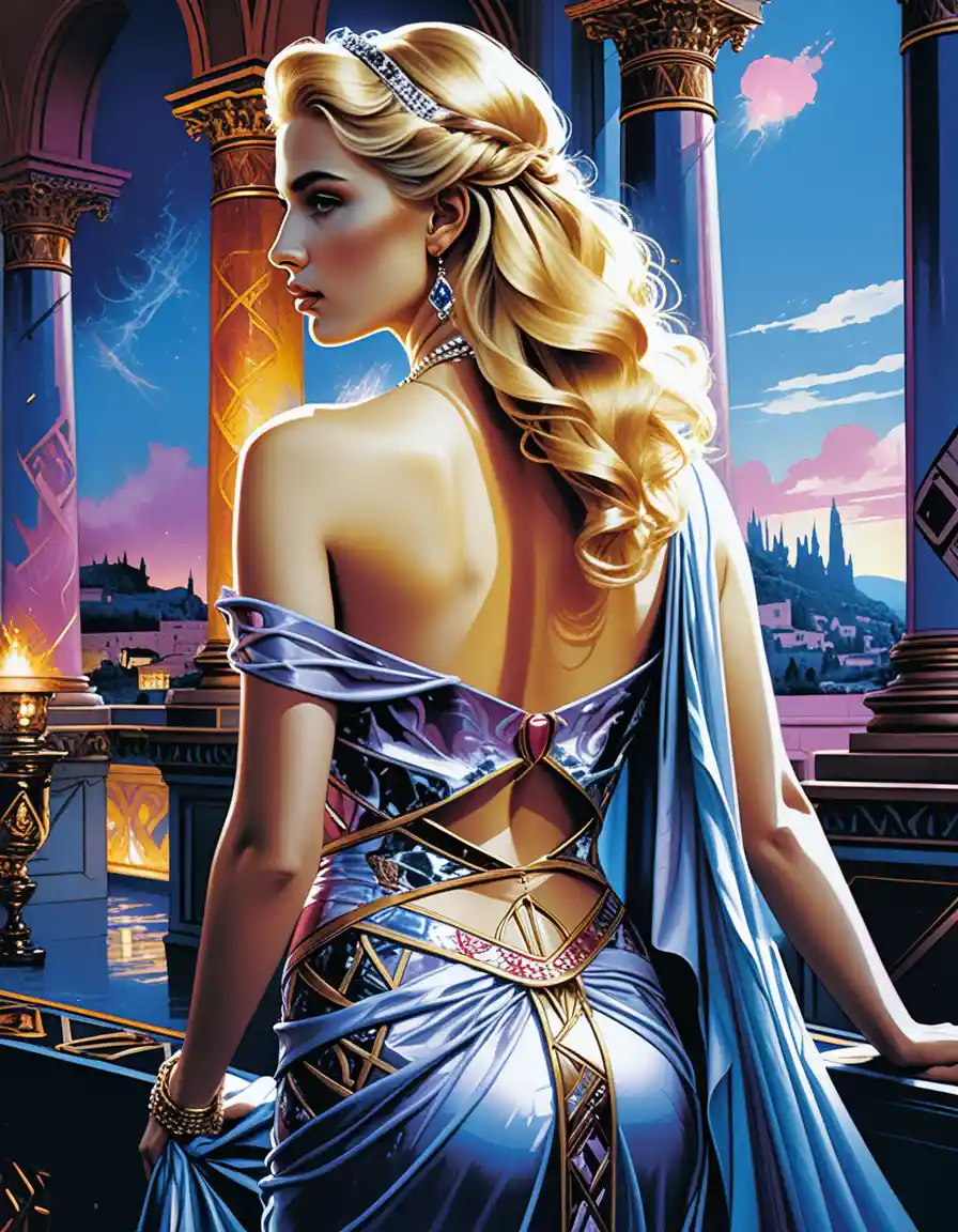 Roman princess portrait in a luxurious palace interior