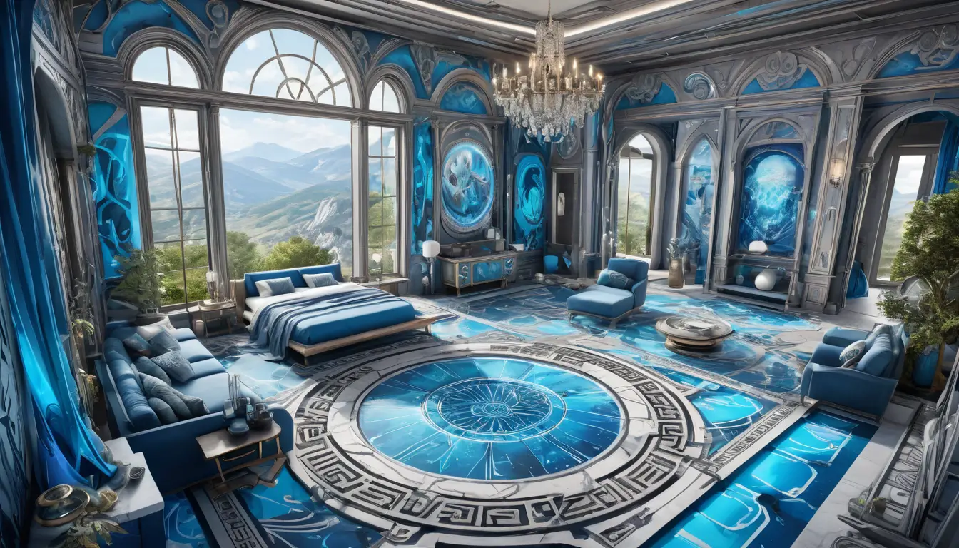 Isometric luxury stone villa interior with fantasy details