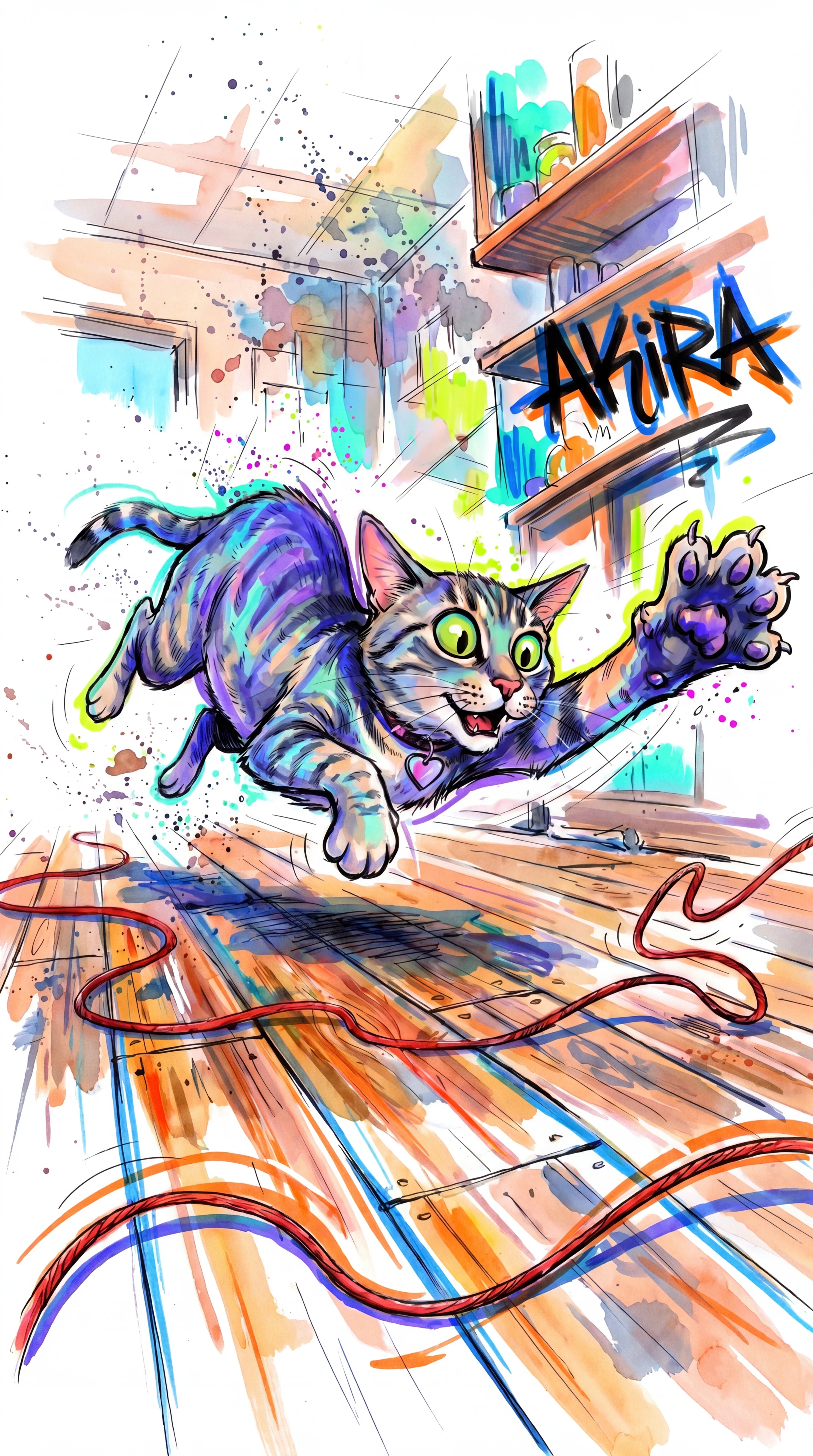 Dynamic marker graffiti fusion illustration with bold sweeping lines