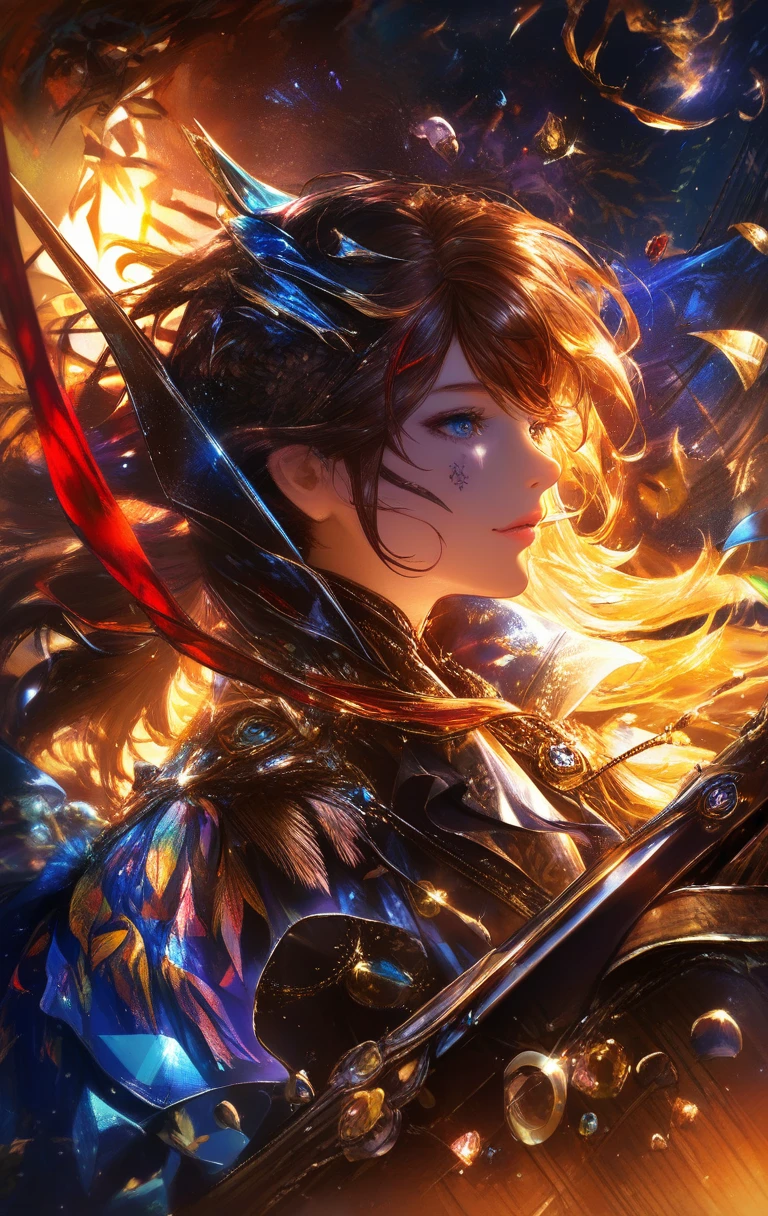 Confident pirate woman on ship deck at sunset