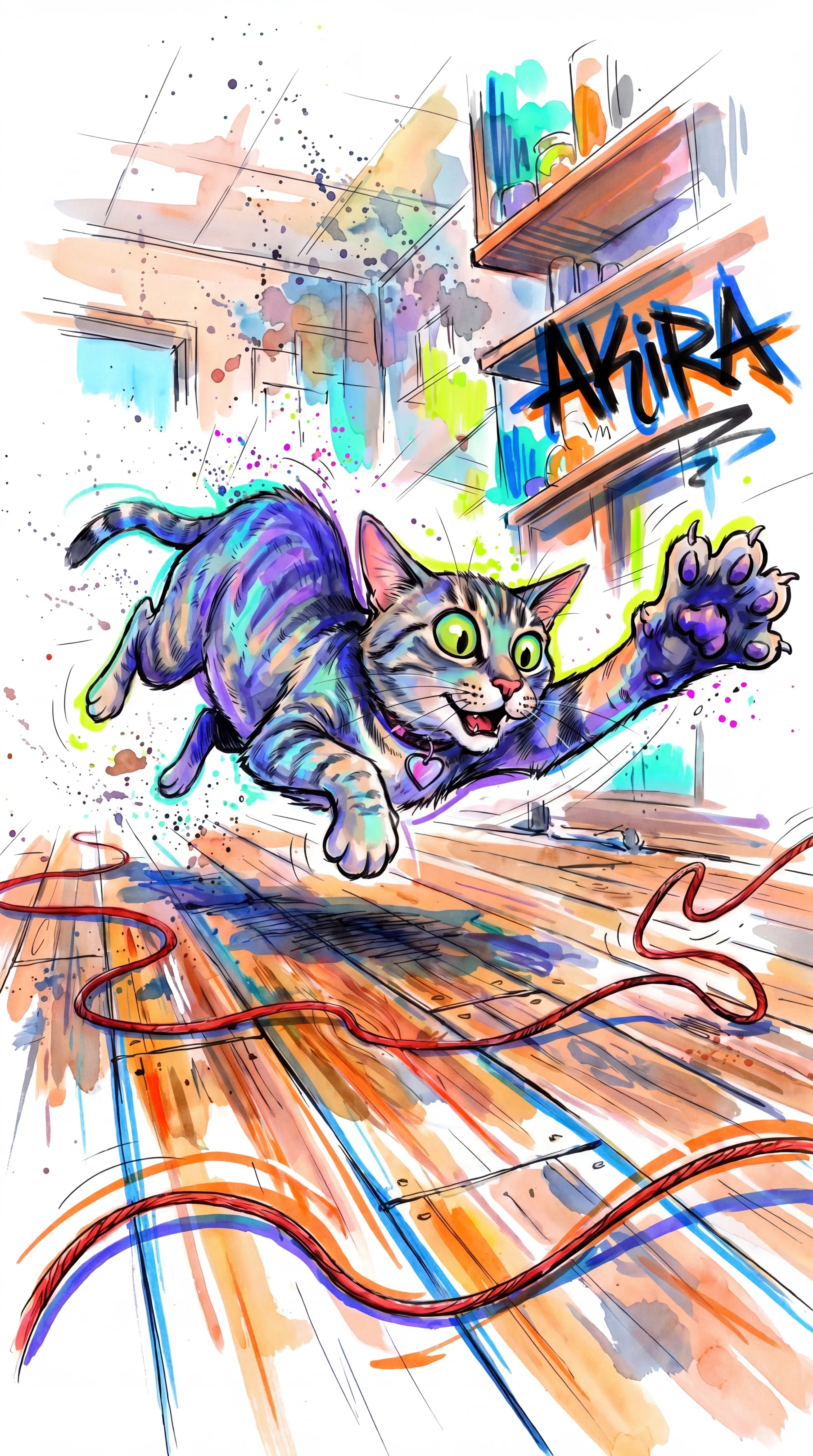 Dynamic marker graffiti fusion illustration with bold sweeping lines