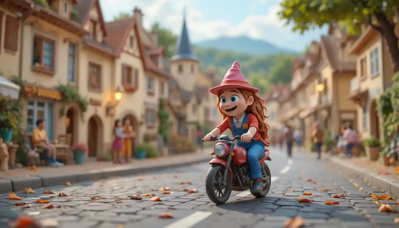 Ciclisti d’argilla in stile Pixar che sfrecciano tra un villaggio francese