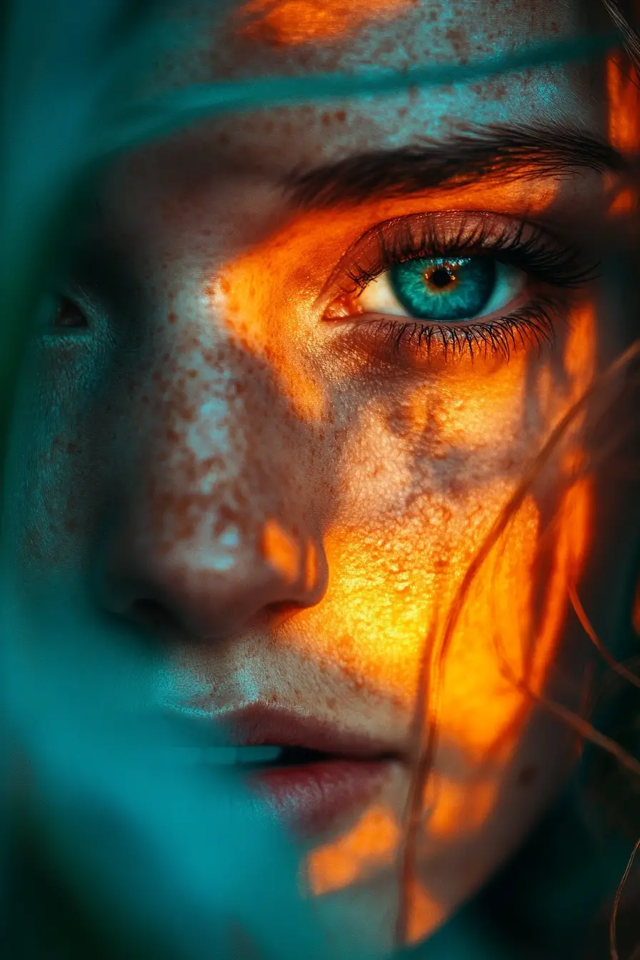 Surreal double exposure of woman with dreamlike landscape