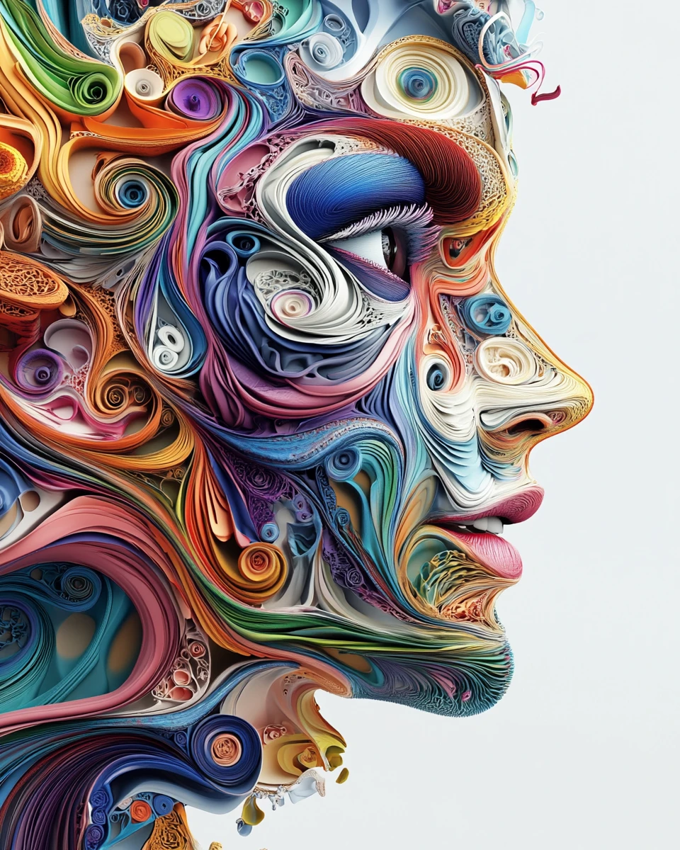Vivid abstract 3D artwork overflowing with color and emotion