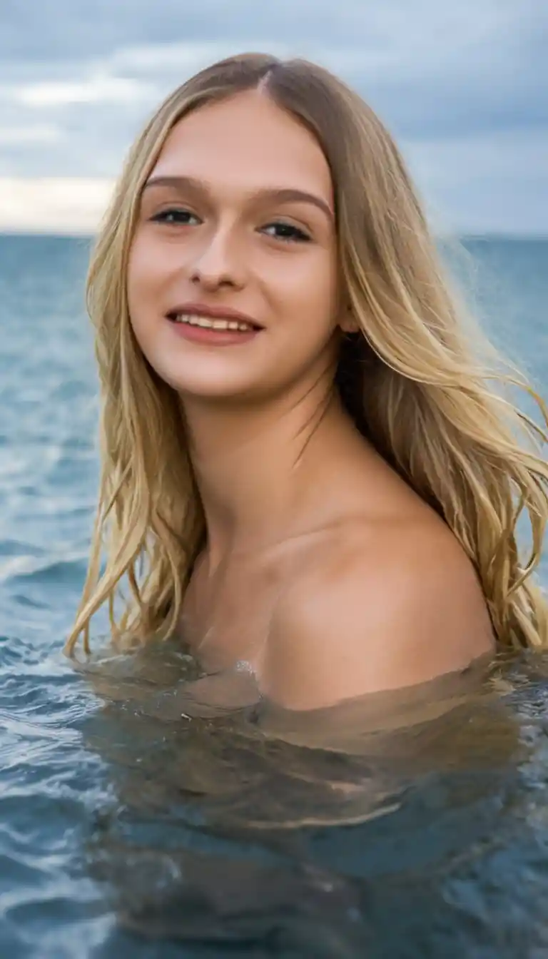 Low angle view of a serene young blonde woman