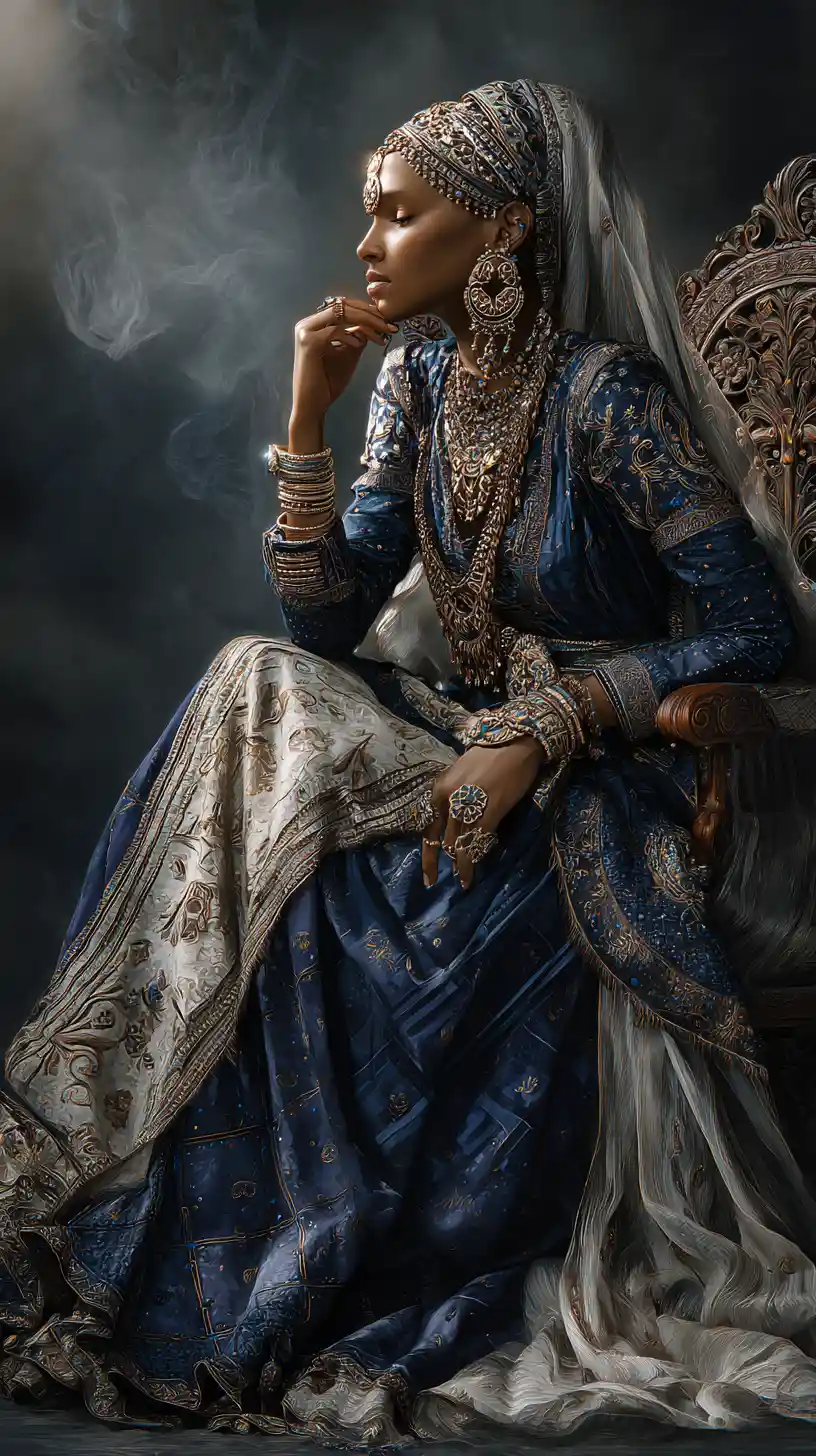 Elegant Arab woman in ornate traditional ceremonial attire
