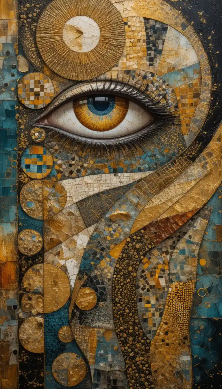 Surreal abstract painting with a single central eye