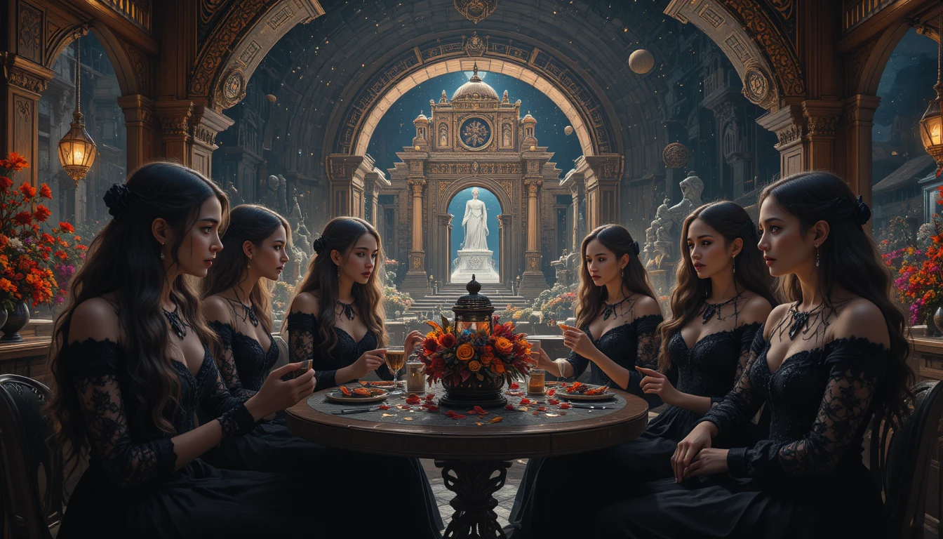 Gothic women on an awkward first date at a coffee shop