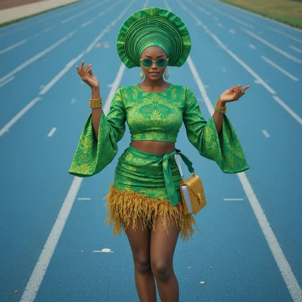 Young woman posing on an indoor blue sports track