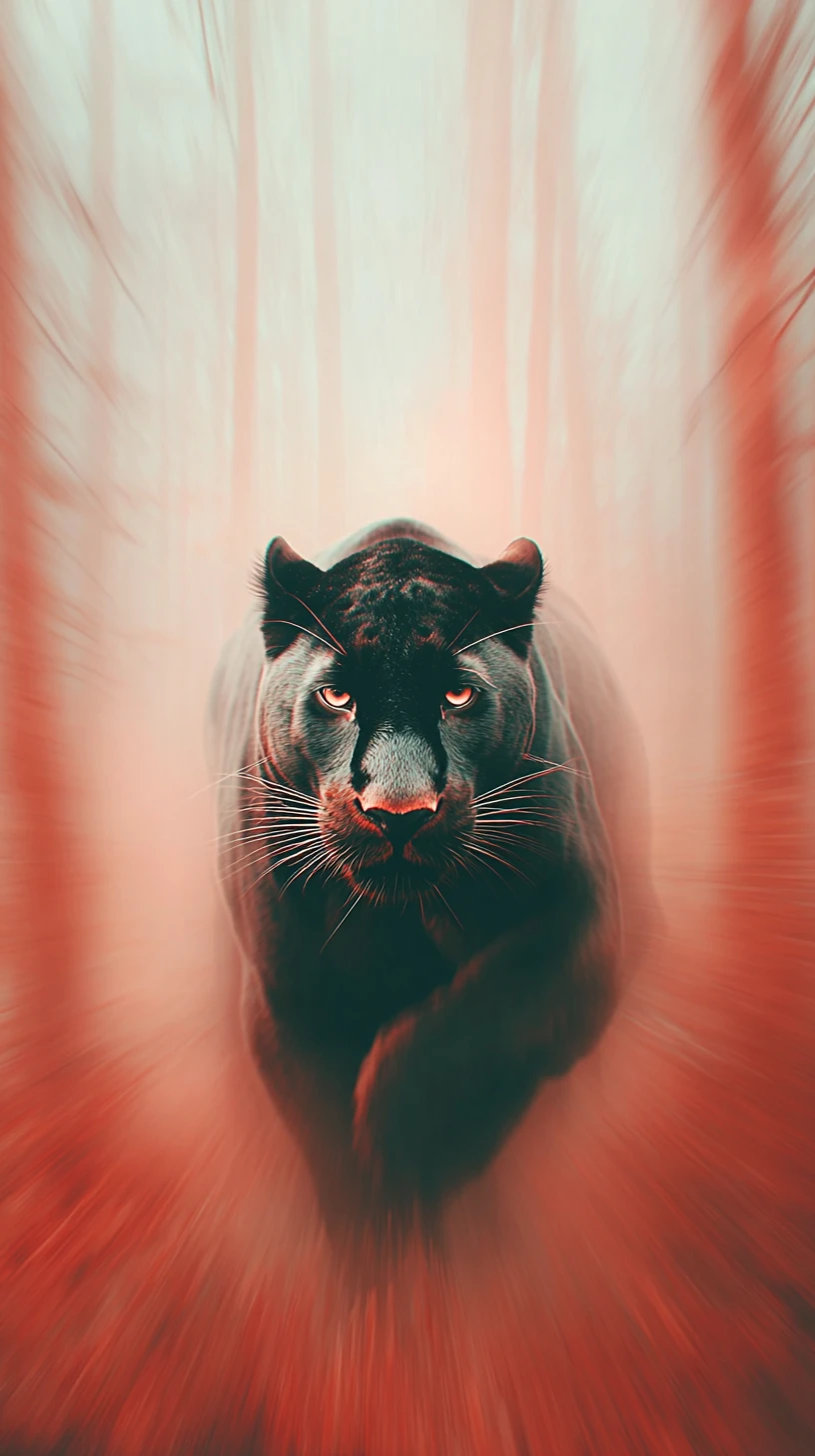 Black jaguar running in a dramatic cinematic style scene