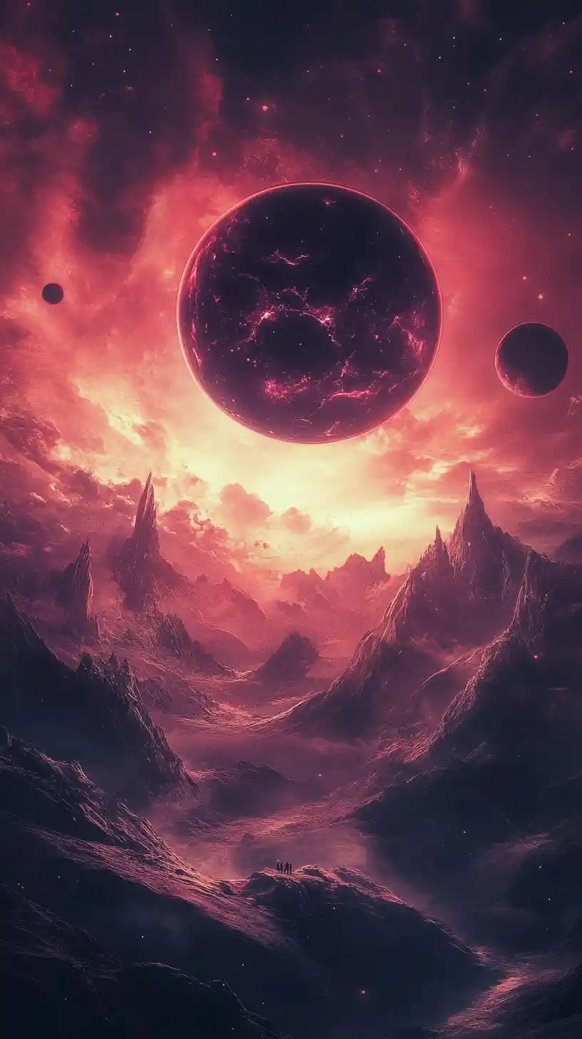 Abstract cosmic scene measuring distant planets by parallax