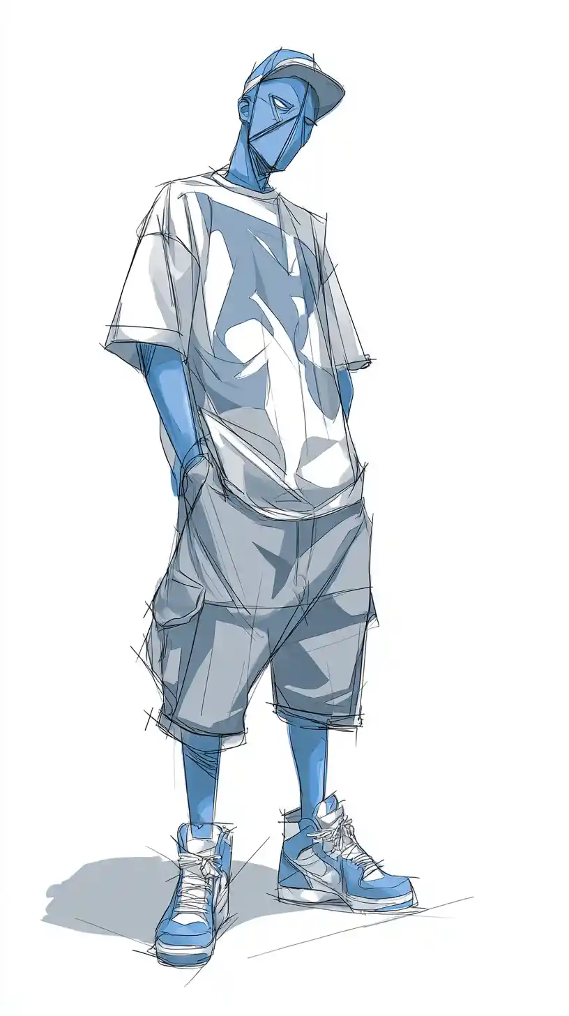 Graffiti character concept sketch with clean bold outline