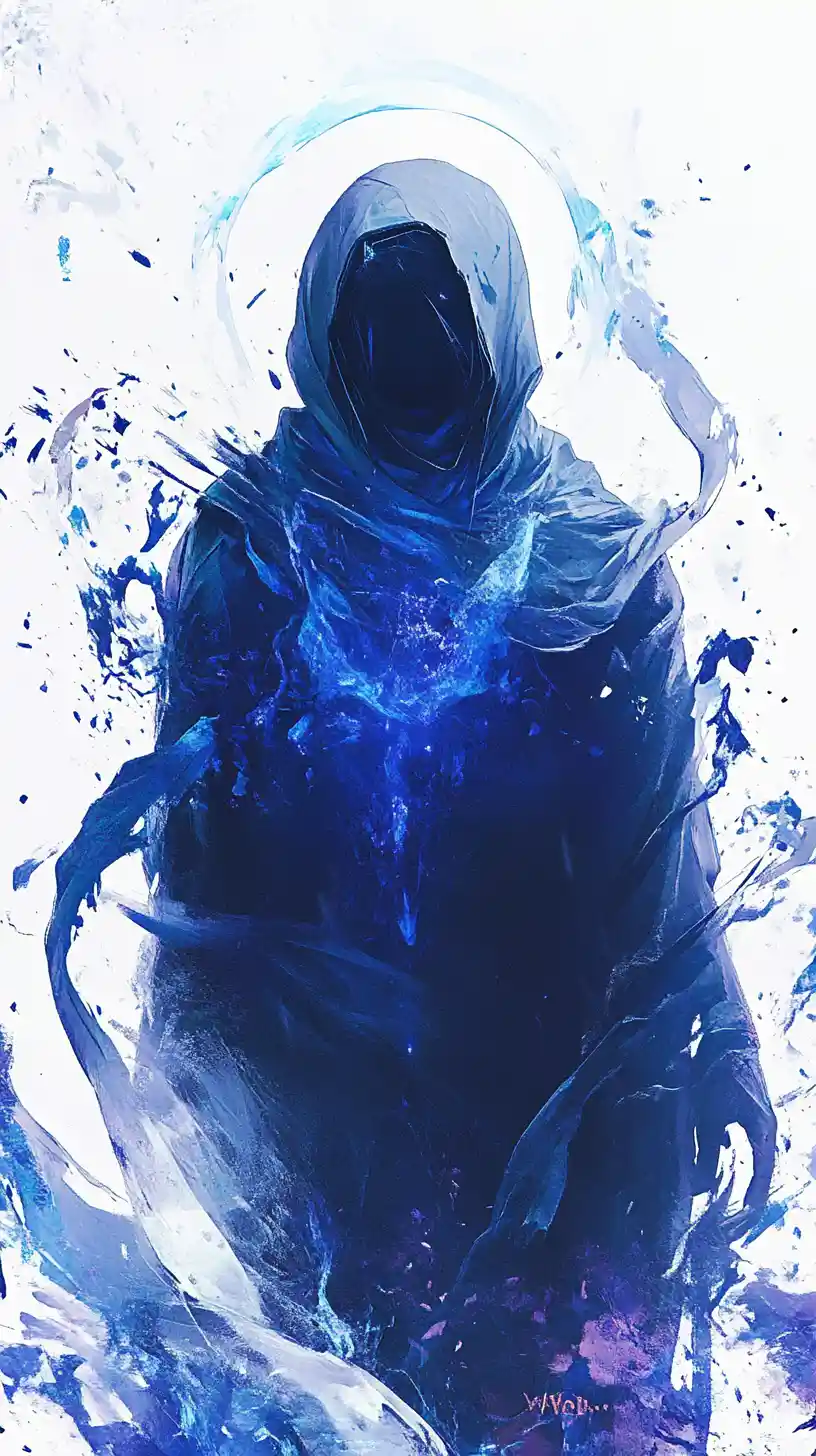 Esboço de conceito de personagem de grafite com spray azul intenso