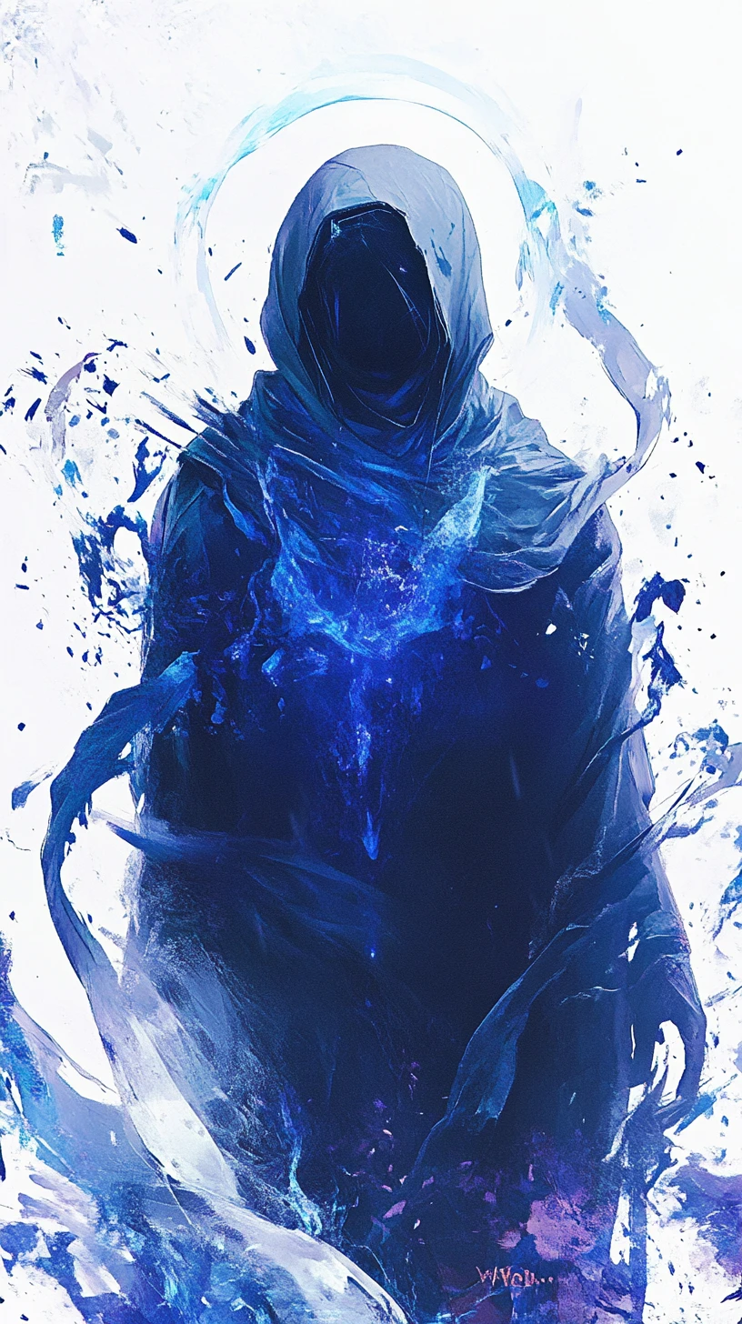 Graffiti character concept sketch with bold blue spray paint
